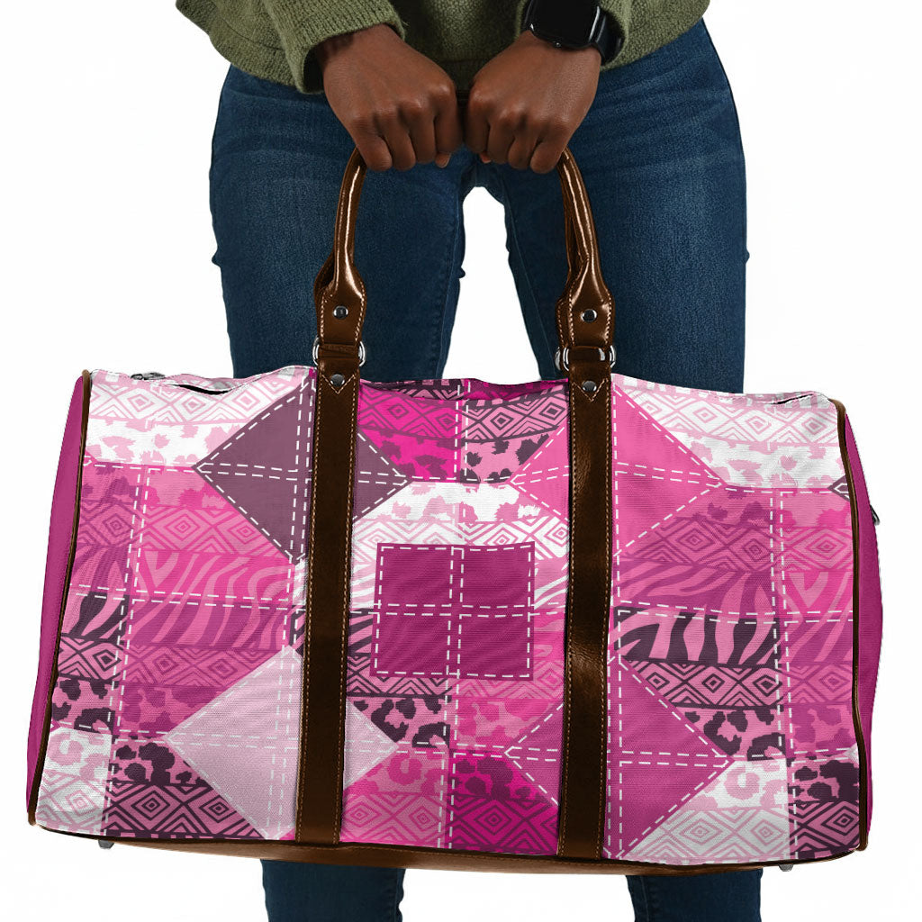 African American Quilt Inspired Travel Bag Wild Animal Skin African Pink Tribal Elements