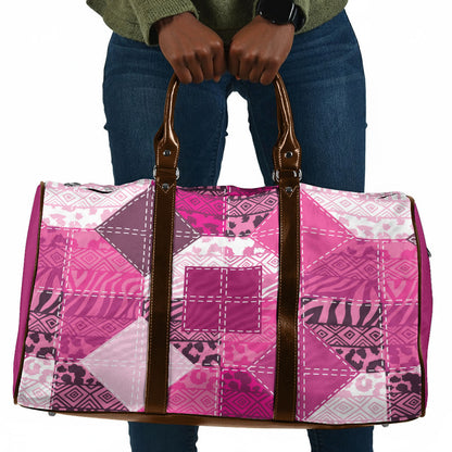 African American Quilt Inspired Travel Bag Wild Animal Skin African Pink Tribal Elements