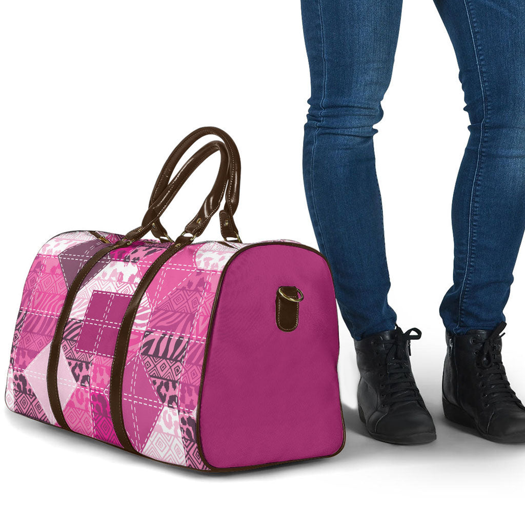 African American Quilt Inspired Travel Bag Wild Animal Skin African Pink Tribal Elements