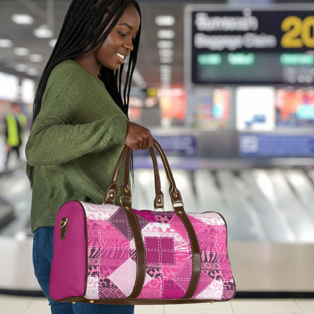 African American Quilt Inspired Travel Bag Wild Animal Skin African Pink Tribal Elements