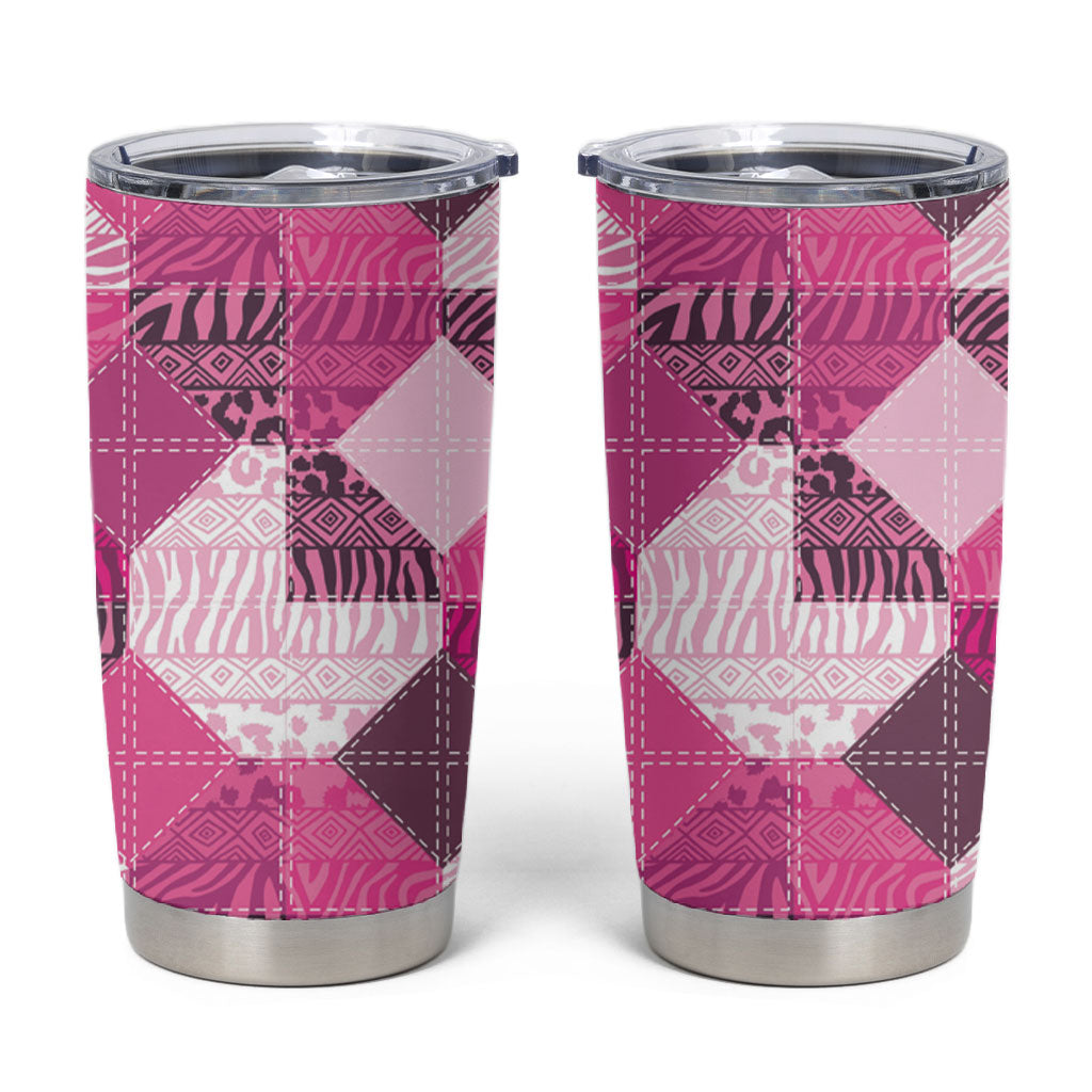 African American Quilt Inspired Tumbler Cup Wild Animal Skin African Pink Tribal Elements