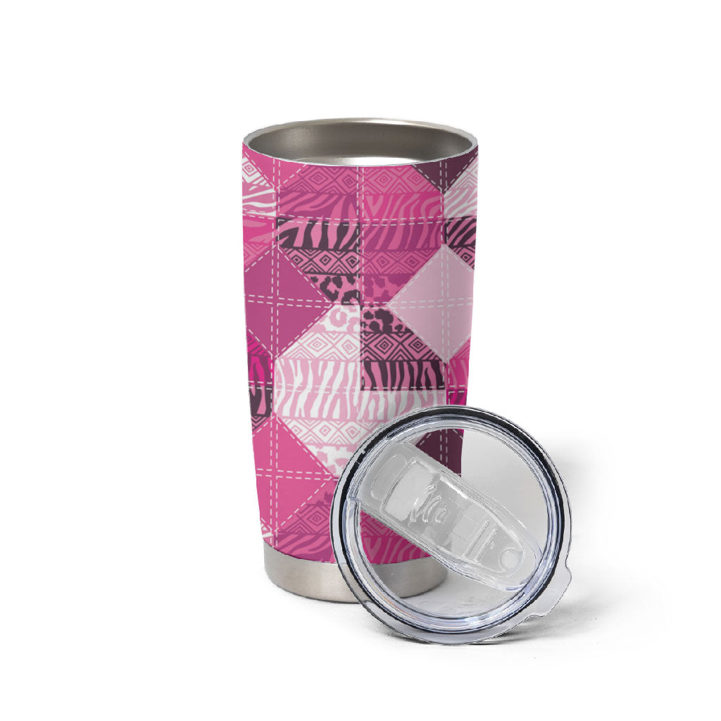 African American Quilt Inspired Tumbler Cup Wild Animal Skin African Pink Tribal Elements
