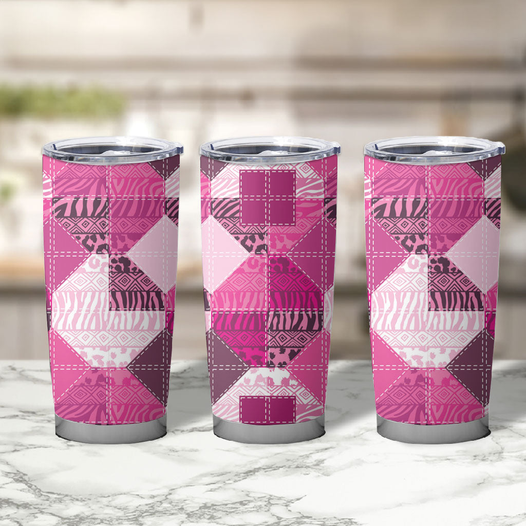 African American Quilt Inspired Tumbler Cup Wild Animal Skin African Pink Tribal Elements