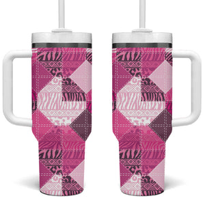 African American Quilt Inspired Tumbler With Handle Wild Animal Skin African Pink Tribal Elements