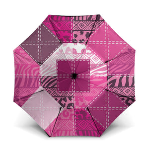African American Quilt Inspired Umbrella Wild Animal Skin African Pink Tribal Elements