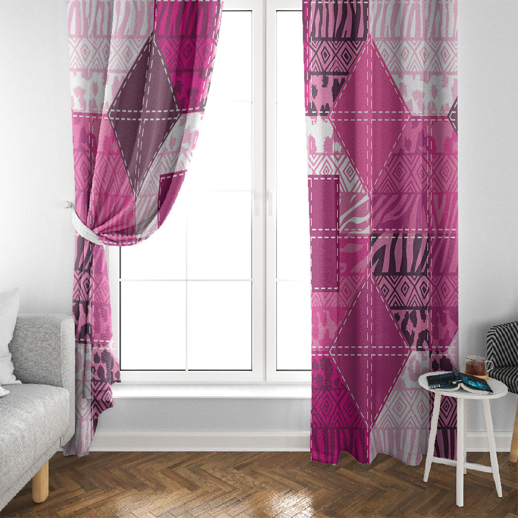 African American Quilt Inspired Window Curtain Wild Animal Skin African Pink Tribal Elements