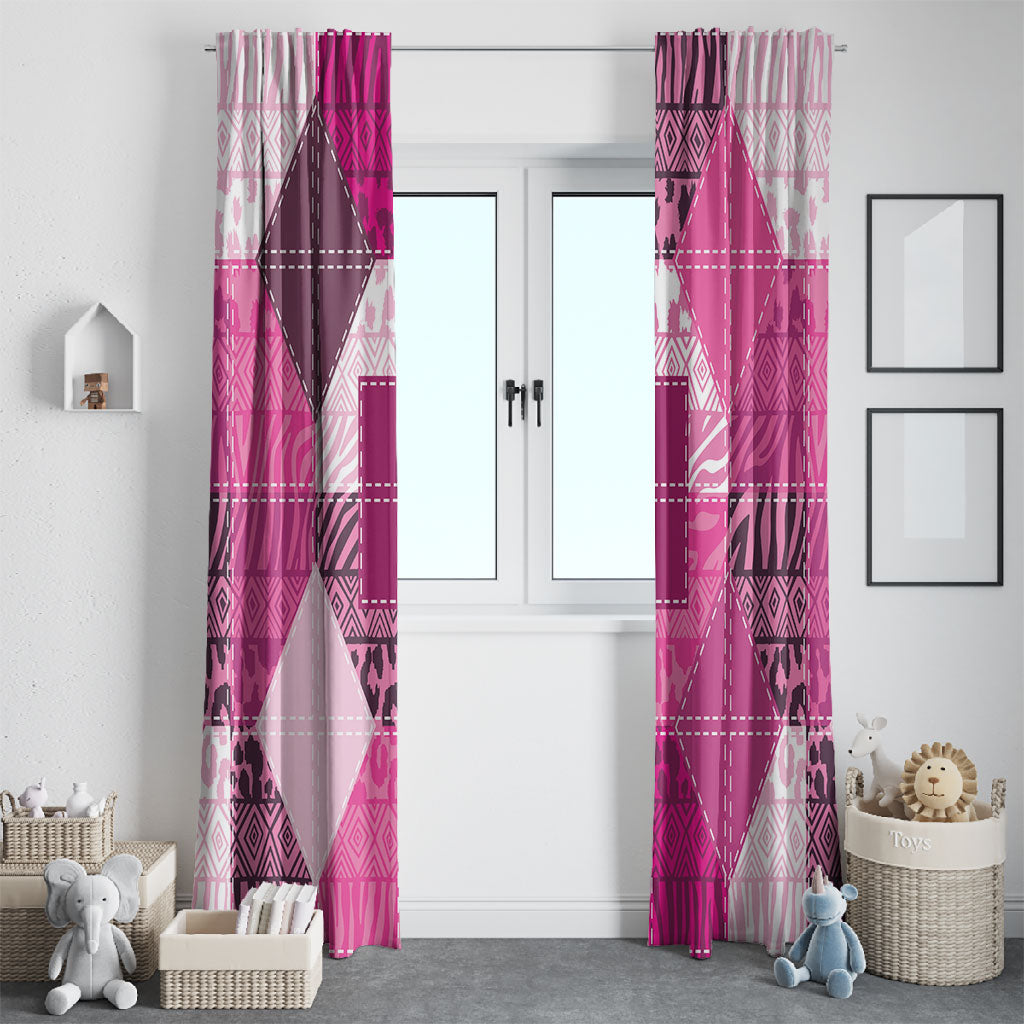 African American Quilt Inspired Window Curtain Wild Animal Skin African Pink Tribal Elements
