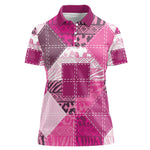 African American Quilt Inspired Women Polo Shirt Wild Animal Skin African Pink Tribal Elements