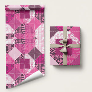 African American Quilt Inspired Wrapping Paper Wild Animal Skin African Pink Tribal Elements