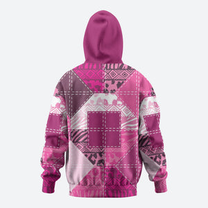 African American Quilt Inspired Zip Hoodie Wild Animal Skin African Pink Tribal Elements