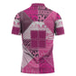 African American Quilt Inspired Zipper Polo Shirt Wild Animal Skin African Pink Tribal Elements