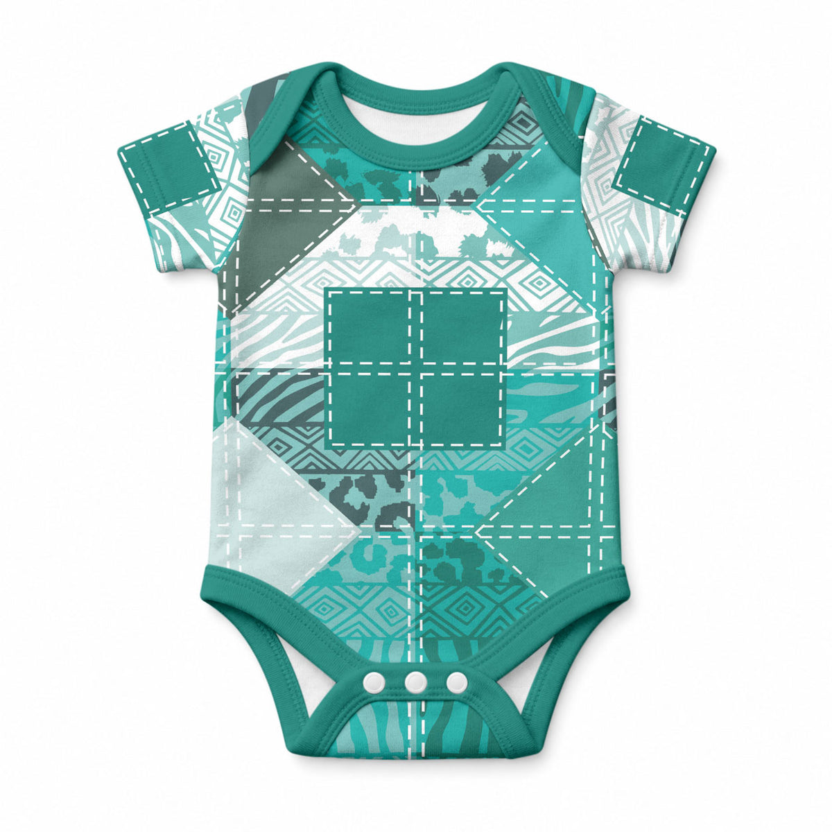 African American Quilt Inspired Baby Onesie Wild Animal Skin African Turquoise Tribal Elements