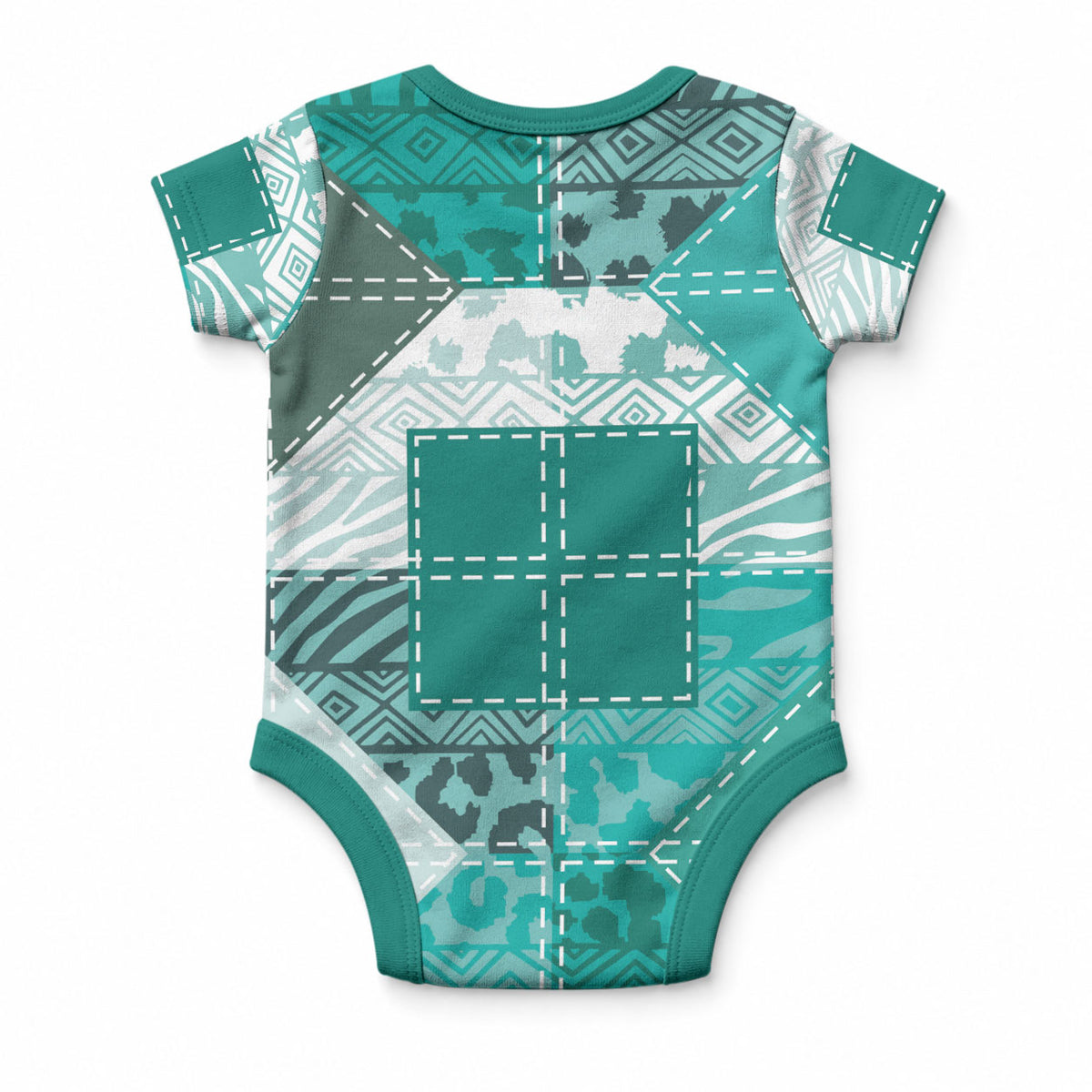 African American Quilt Inspired Baby Onesie Wild Animal Skin African Turquoise Tribal Elements