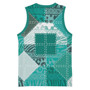 African American Quilt Inspired Basketball Jersey Wild Animal Skin African Turquoise Tribal Elements