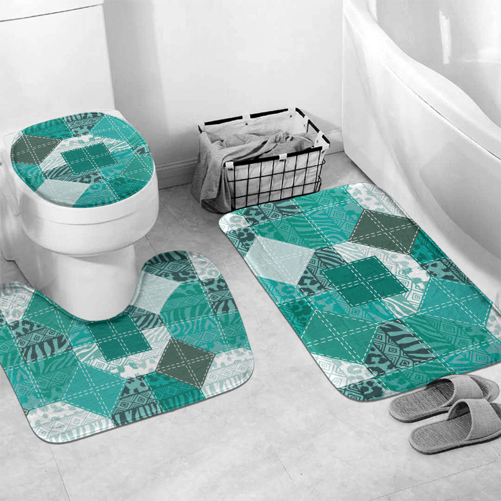 African American Quilt Inspired Bathroom Set Wild Animal Skin African Turquoise Tribal Elements