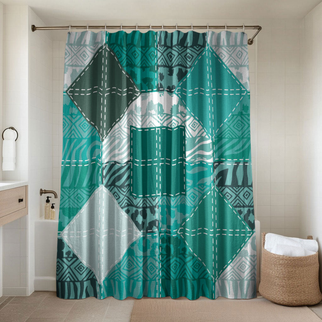African American Quilt Inspired Bathroom Set Wild Animal Skin African Turquoise Tribal Elements