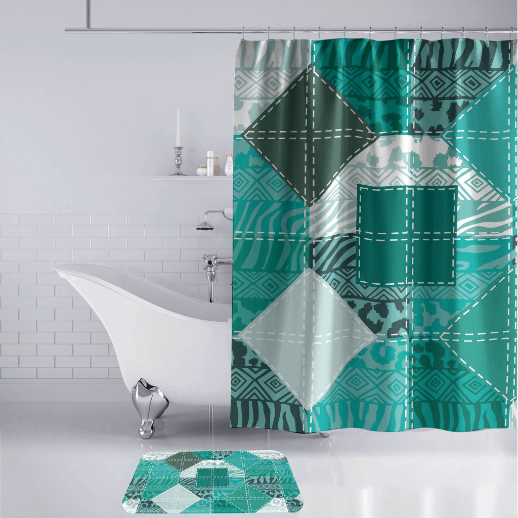 African American Quilt Inspired Bathroom Set Wild Animal Skin African Turquoise Tribal Elements