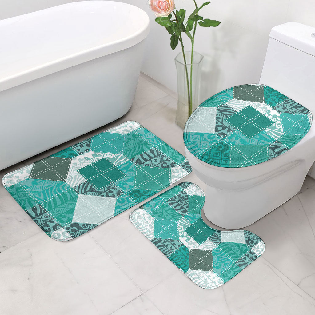 African American Quilt Inspired Bathroom Set Wild Animal Skin African Turquoise Tribal Elements