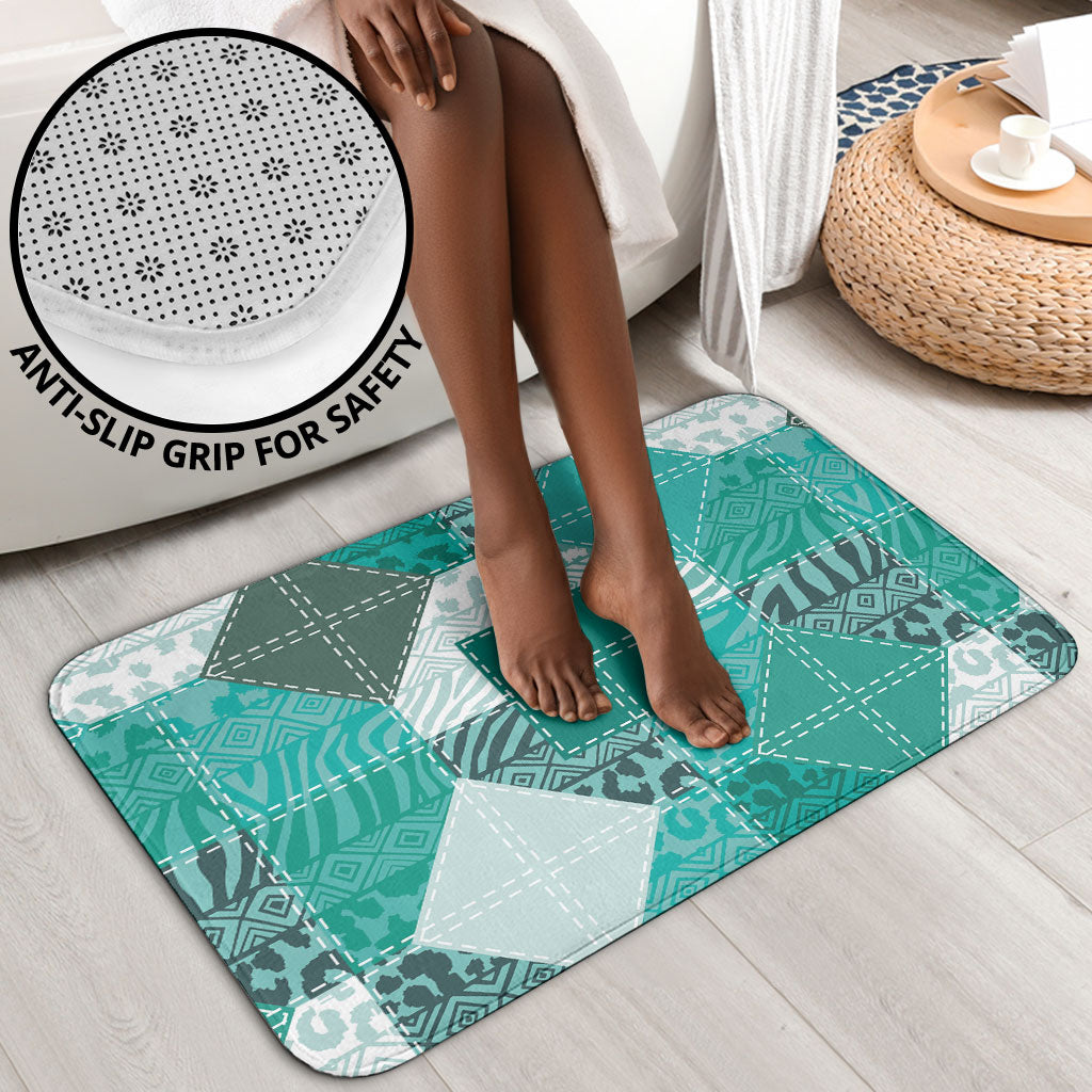 African American Quilt Inspired Bathroom Set Wild Animal Skin African Turquoise Tribal Elements