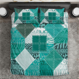 African American Quilt Inspired Bedding Set Wild Animal Skin African Turquoise Tribal Elements