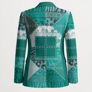 African American Quilt Inspired Blazer Wild Animal Skin African Turquoise Tribal Elements
