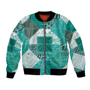 African American Quilt Inspired Bomber Jacket Wild Animal Skin African Turquoise Tribal Elements