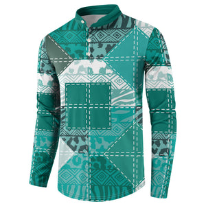 African American Quilt Inspired Button Sweatshirt Wild Animal Skin African Turquoise Tribal Elements