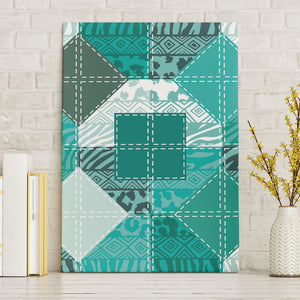 African American Quilt Inspired Canvas Wall Art Wild Animal Skin African Turquoise Tribal Elements