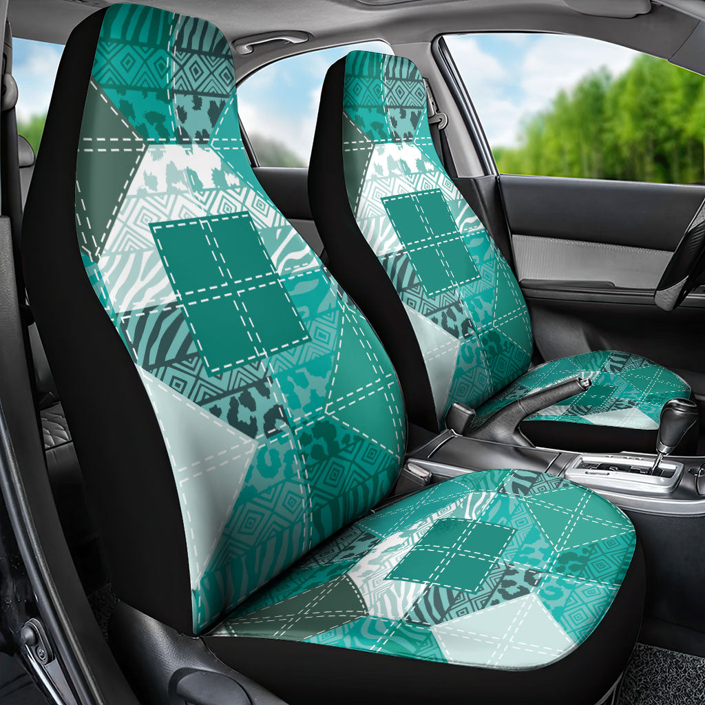 African American Quilt Inspired Car Seat Cover Wild Animal Skin African Turquoise Tribal Elements