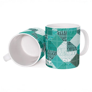 African American Quilt Inspired Ceramic Mug Wild Animal Skin African Turquoise Tribal Elements