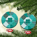 African American Quilt Inspired Ceramic Ornament Wild Animal Skin African Turquoise Tribal Elements