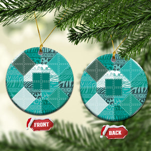 African American Quilt Inspired Ceramic Ornament Wild Animal Skin African Turquoise Tribal Elements