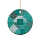 African American Quilt Inspired Ceramic Ornament Wild Animal Skin African Turquoise Tribal Elements