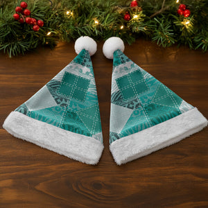 African American Quilt Inspired Christmas Santa Hat Wild Animal Skin African Turquoise Tribal Elements