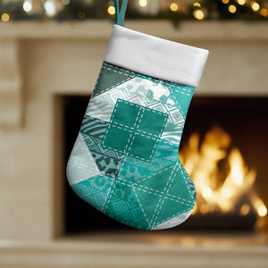 African American Quilt Inspired Christmas Stocking Wild Animal Skin African Turquoise Tribal Elements