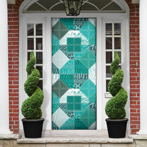 African American Quilt Inspired Door Cover Wild Animal Skin African Turquoise Tribal Elements