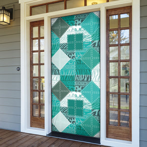 African American Quilt Inspired Door Cover Wild Animal Skin African Turquoise Tribal Elements