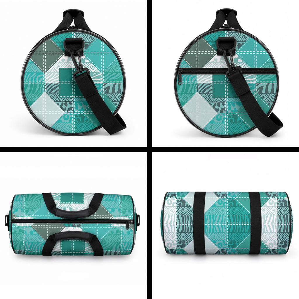 African American Quilt Inspired Duffle Bag Wild Animal Skin African Turquoise Tribal Elements