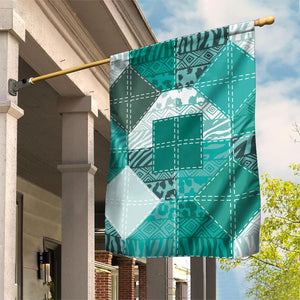 African American Quilt Inspired Garden Flag Wild Animal Skin African Turquoise Tribal Elements