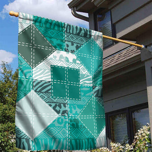 African American Quilt Inspired Garden Flag Wild Animal Skin African Turquoise Tribal Elements