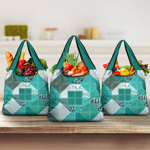 African American Quilt Inspired Grocery Bag Wild Animal Skin African Turquoise Tribal Elements