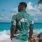 African American Quilt Inspired Hawaiian Shirt Wild Animal Skin African Turquoise Tribal Elements