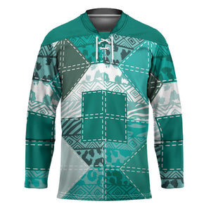 African American Quilt Inspired Hockey Jersey Wild Animal Skin African Turquoise Tribal Elements