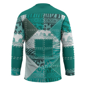 African American Quilt Inspired Hockey Jersey Wild Animal Skin African Turquoise Tribal Elements
