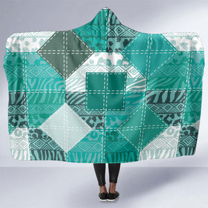 African American Quilt Inspired Hooded Blanket Wild Animal Skin African Turquoise Tribal Elements