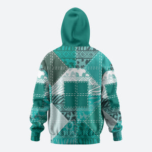 African American Quilt Inspired Hoodie Wild Animal Skin African Turquoise Tribal Elements