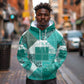 African American Quilt Inspired Hoodie Wild Animal Skin African Turquoise Tribal Elements