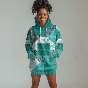 African American Quilt Inspired Hoodie Dress Wild Animal Skin African Turquoise Tribal Elements