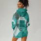 African American Quilt Inspired Hoodie Dress Wild Animal Skin African Turquoise Tribal Elements