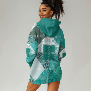 African American Quilt Inspired Hoodie Dress Wild Animal Skin African Turquoise Tribal Elements